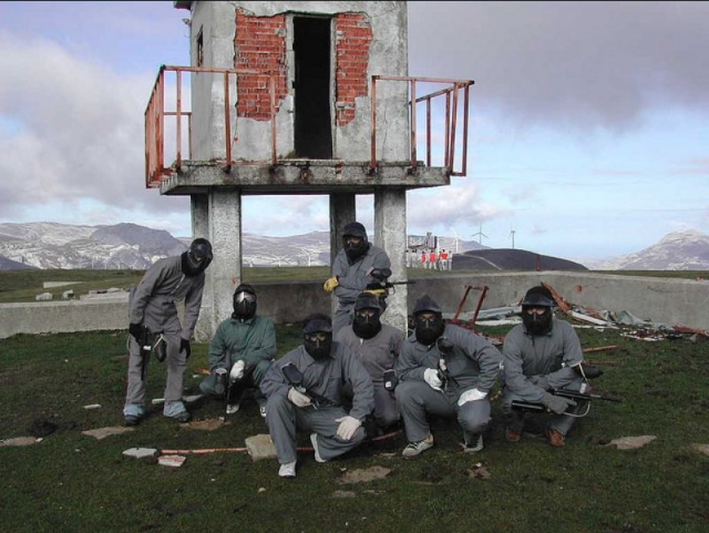  Players under surveillance tower 
